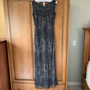 Pissarro Nights gray beaded evening gown